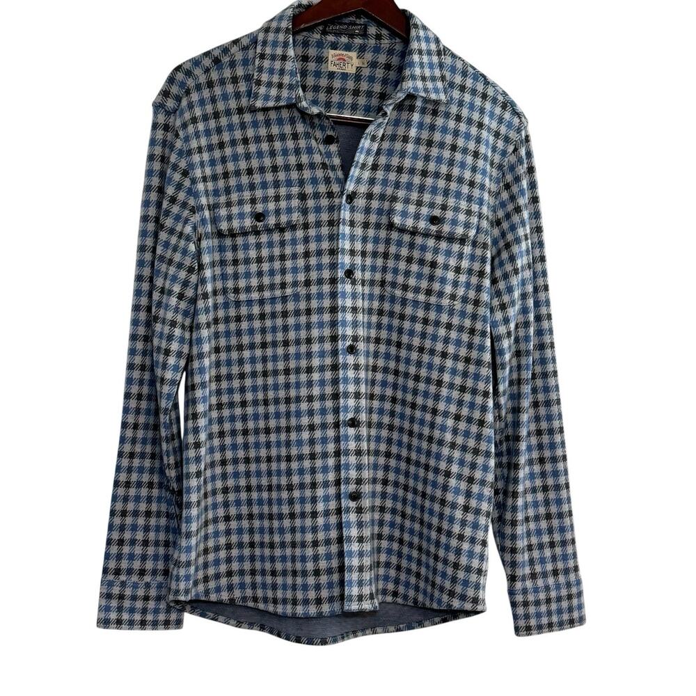 Faherty Legend Sweater Shirt Men’s Large Overshirt Quiet Luxury Button Up Plaid